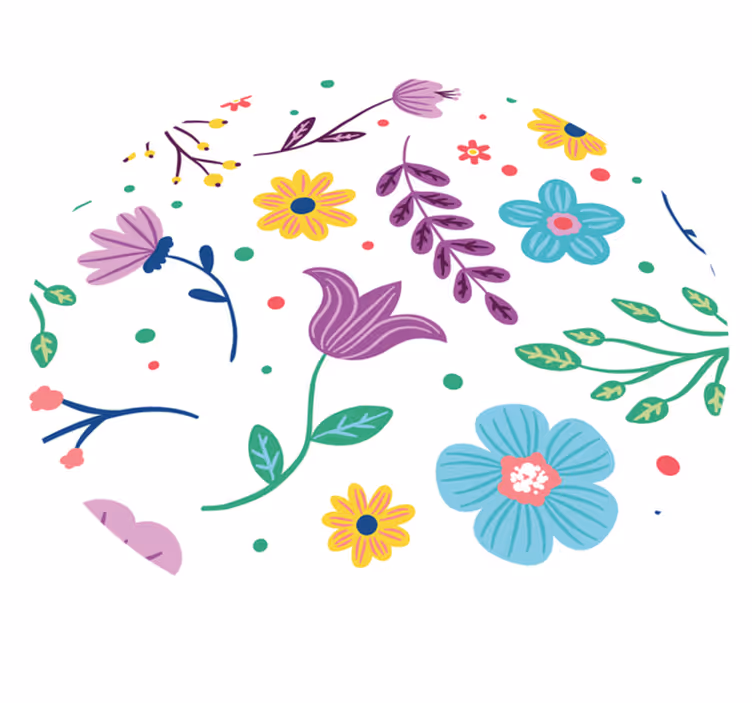Lively Floral Inspiration vinyl rug flowers - TenStickers