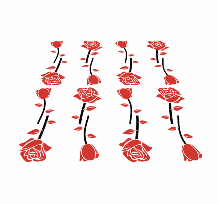Red Rose Patterns vinyl rug flowers - TenStickers