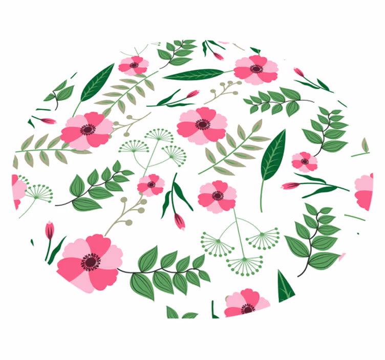 Charming Floral Pattern vinyl rug flowers - TenStickers