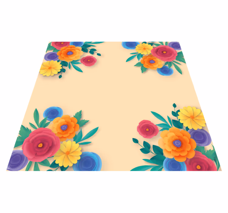 Lively blossom vinyl rug flowers - TenStickers