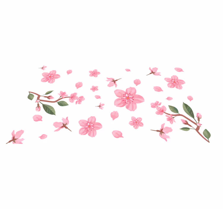 Pink Blossom Motif vinyl rug flowers - TenStickers