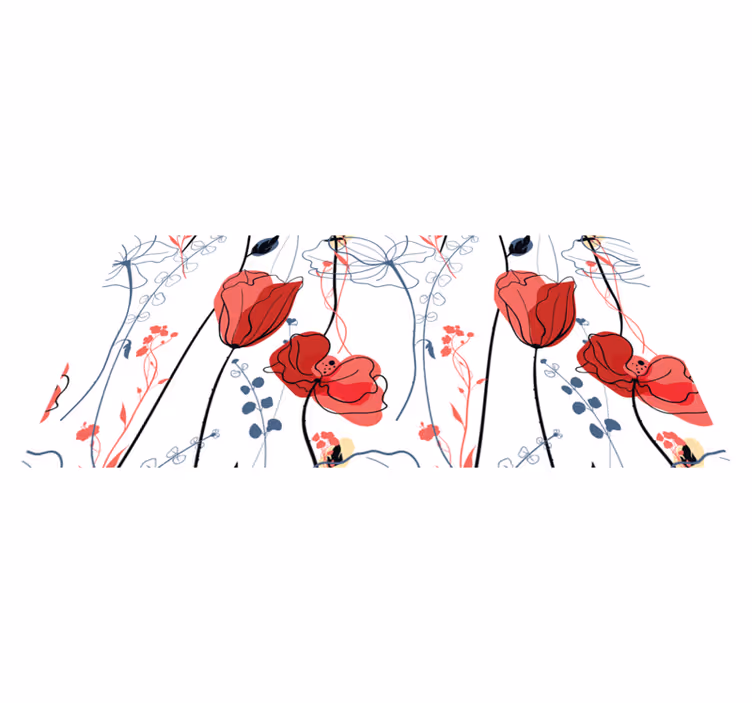 Crimson Blossom Grace vinyl rug flowers - TenStickers