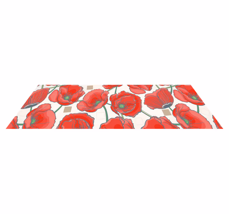 Crimson Blossom Sophistication vinyl rug flowers - TenStickers