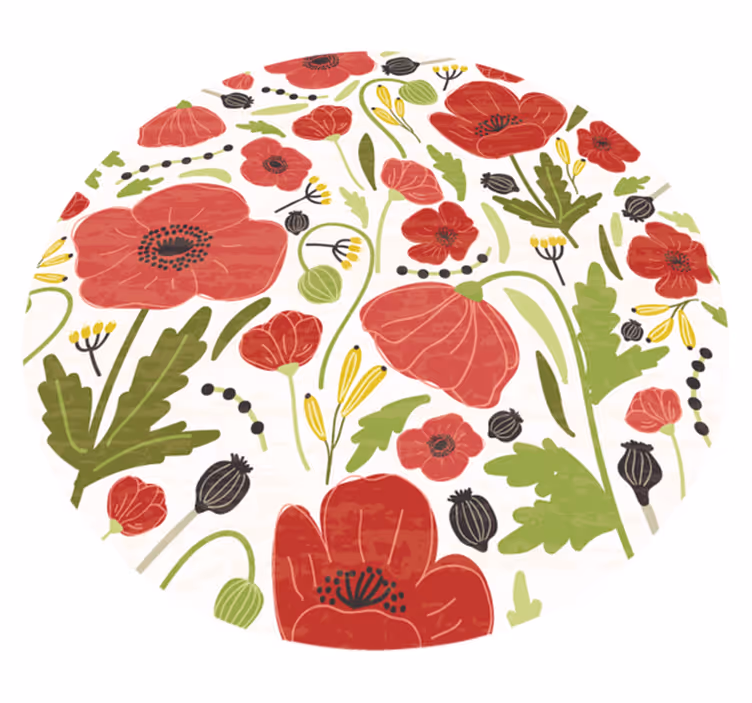 Red Poppy Blossoms vinyl rug flowers - TenStickers