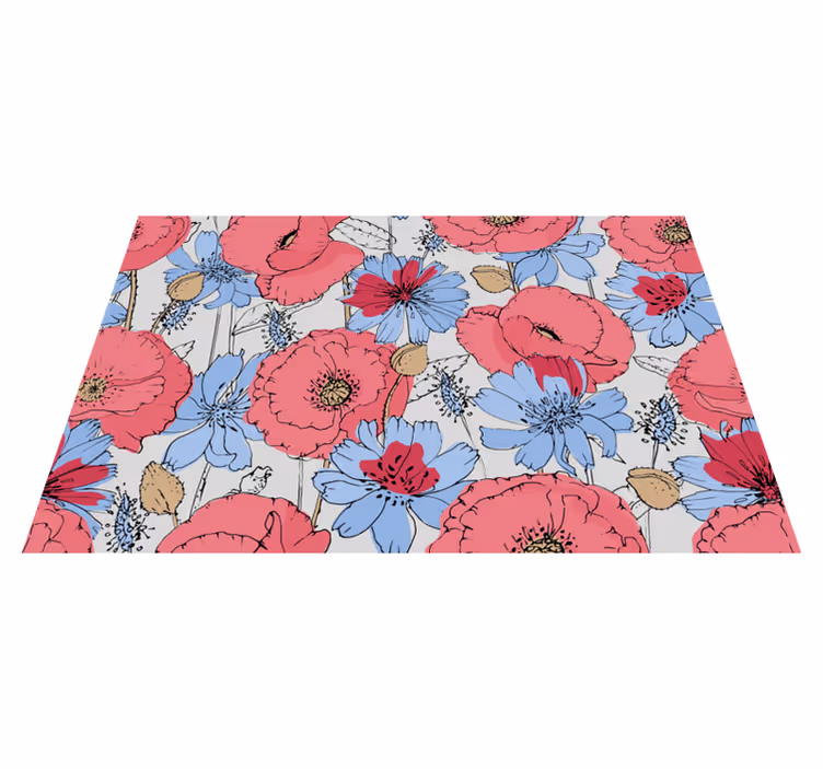 Lively botanical print vinyl rug flowers - TenStickers