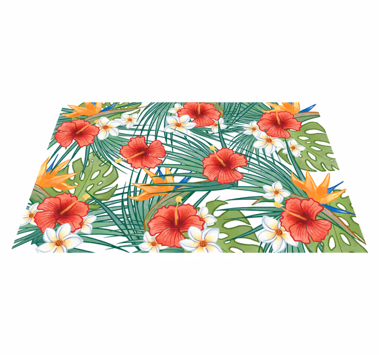 Tropical Floral Theme vinyl rug flowers - TenStickers