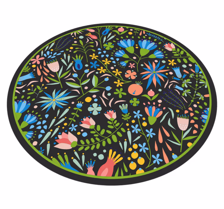 Vibrant botanical print vinyl rug flowers - TenStickers
