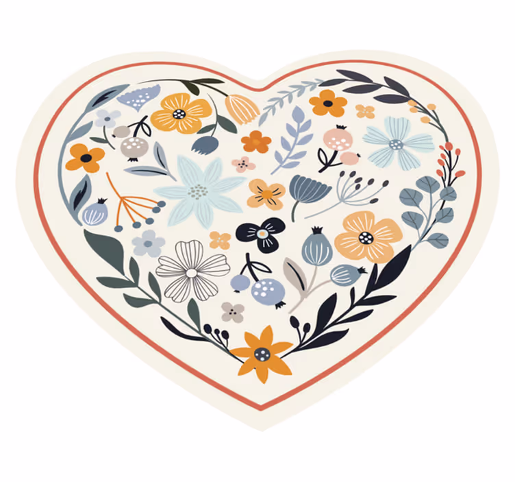 Polish flowers heart shape  floral rug - TenStickers