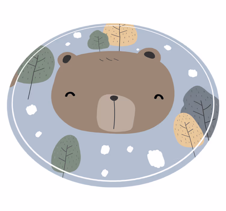 Happy Bear Face kids vinyl rug - TenStickers