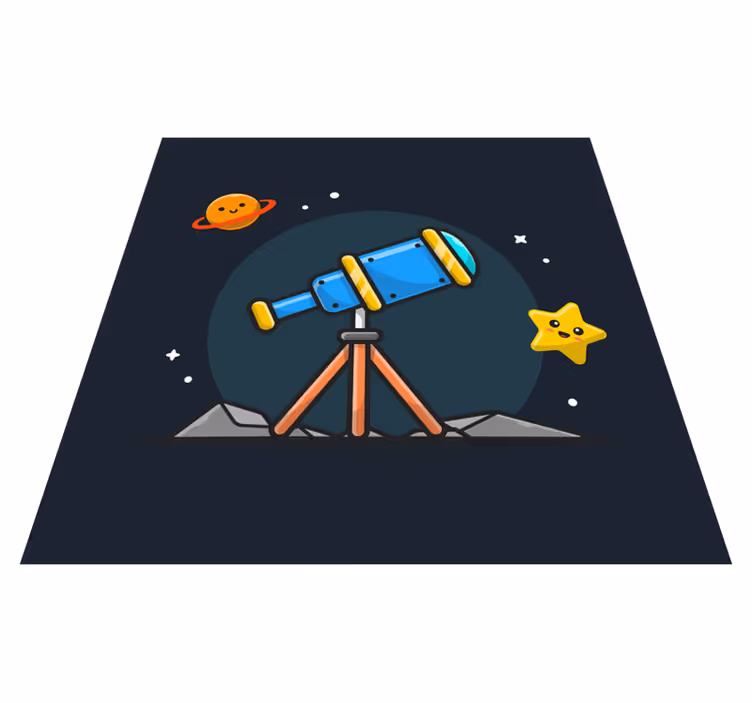 Science telescope cartoon space star vinyl rug - TenStickers