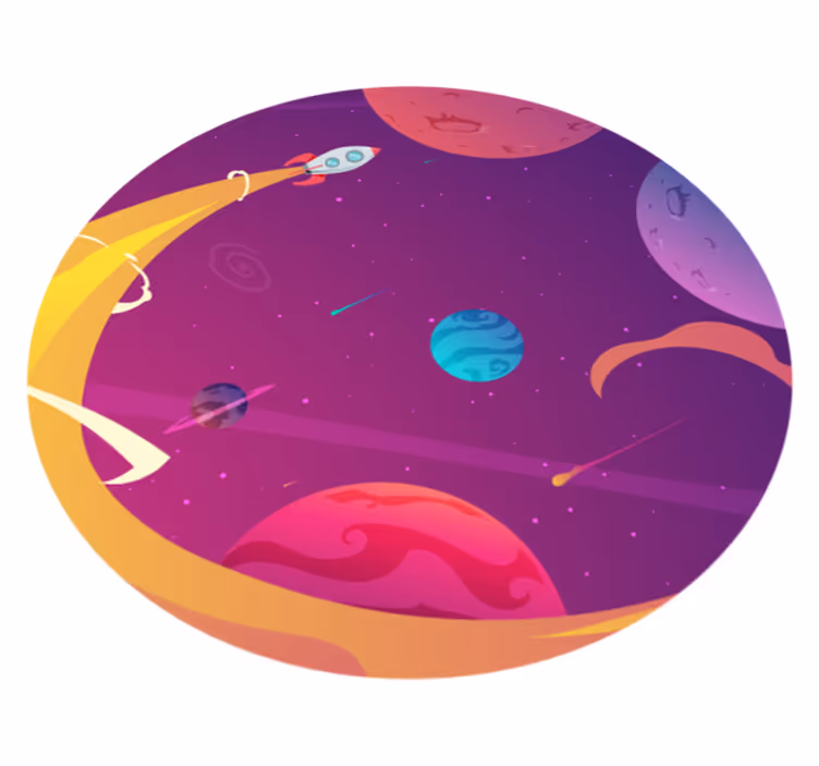 Cosmic rocket journey star vinyl rug - TenStickers