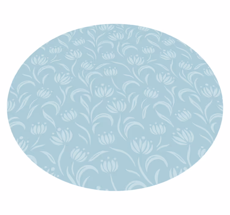 Blue soft pattern vinyl rug flowers - TenStickers