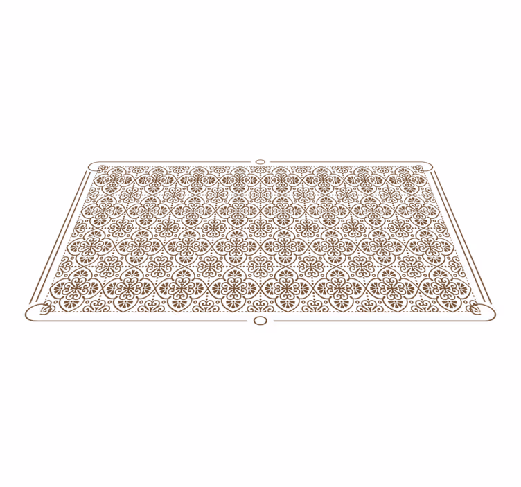 Intricate floral elements tile vinyl rug - TenStickers