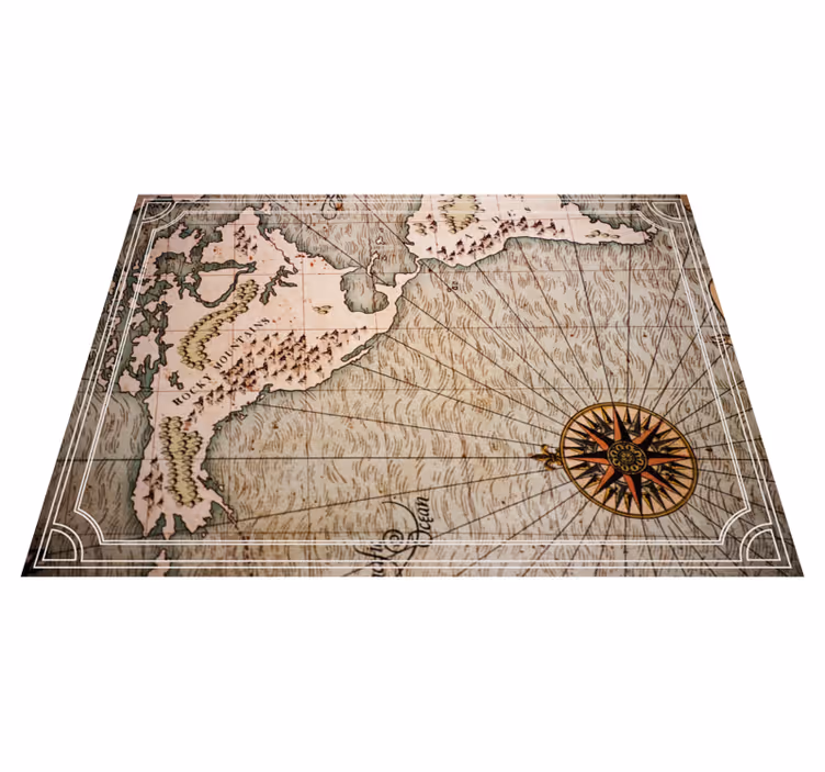 Antique nautical chart world map vinyl rug - TenStickers