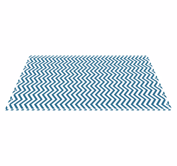 Blue and white chevron style striped vinyl rug - TenStickers