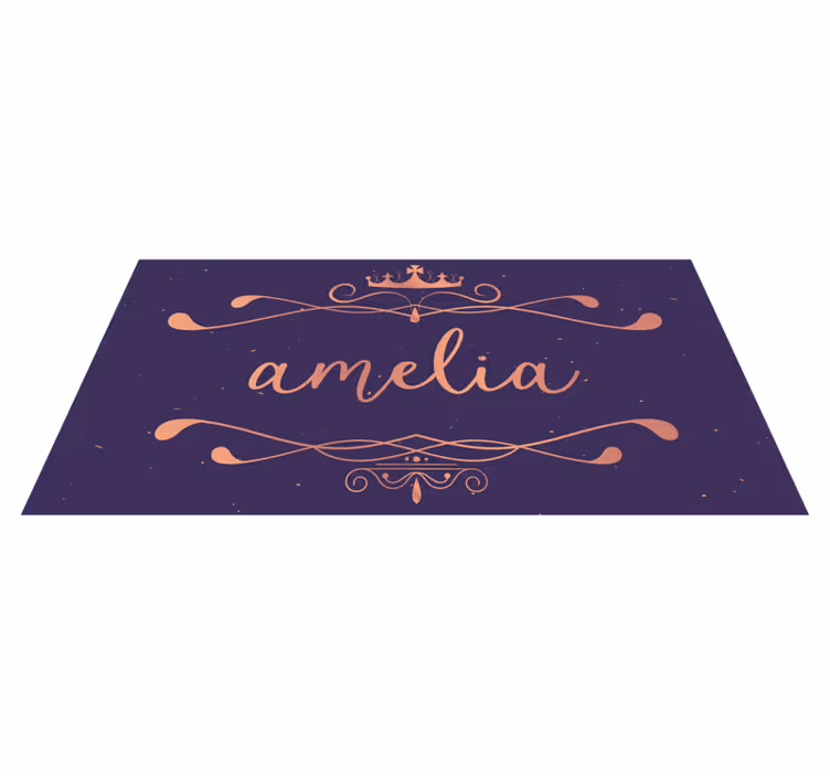 Golden Princess crown with name kids vinyl rug - TenStickers