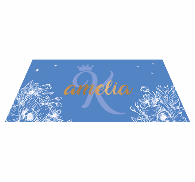 Floral name and initial teenage bedroom vinyl rug - TenStickers