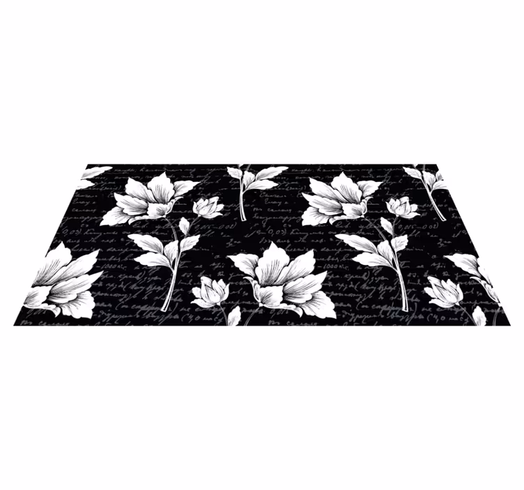 Graceful Botanical Element vinyl rug flowers - TenStickers