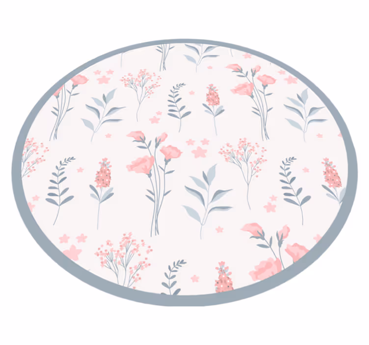 Blossoming elegant pattern vinyl rug flowers - TenStickers