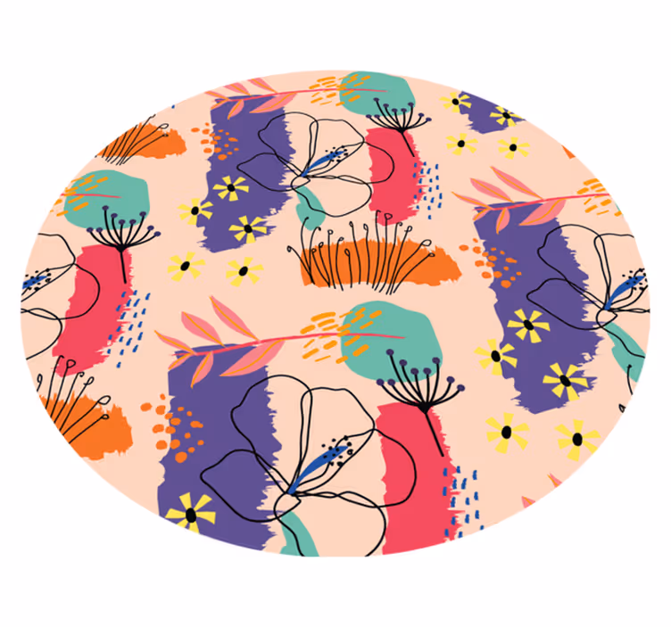 Hand painted abstract flowers floral rug - TenStickers