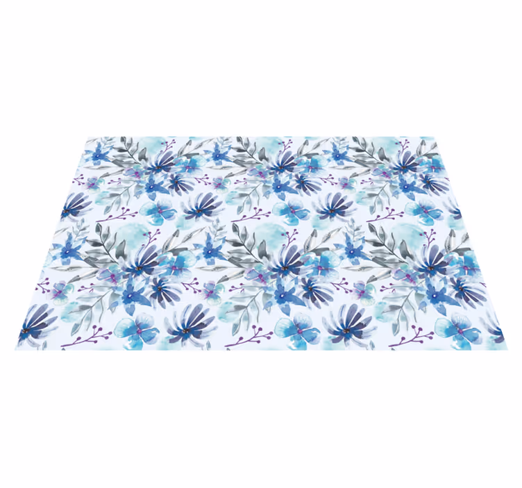 Blue elegant motif vinyl rug flowers - TenStickers
