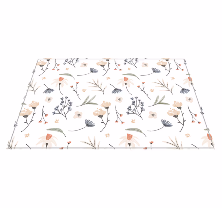 Watercolor floral pattern floral rug - TenStickers