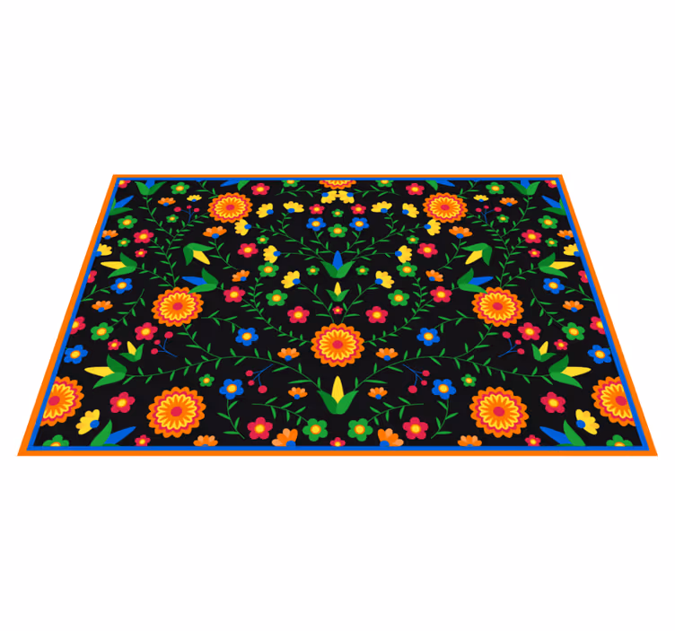 Colors Vibrant Motif vinyl rug flowers - TenStickers