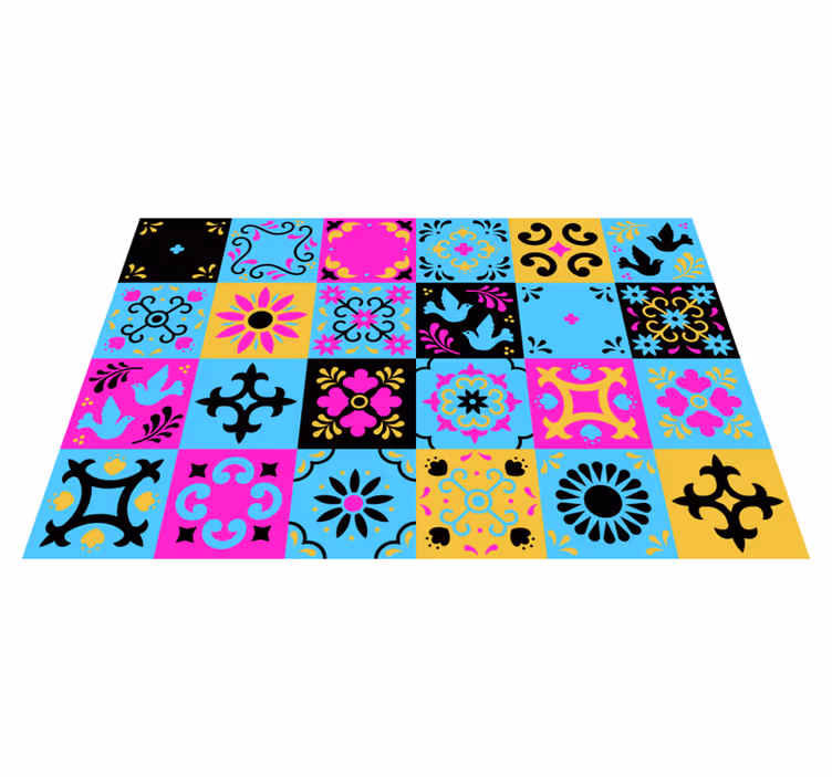 Mosaic vinyl rug colorful pattern mosaic - TenStickers