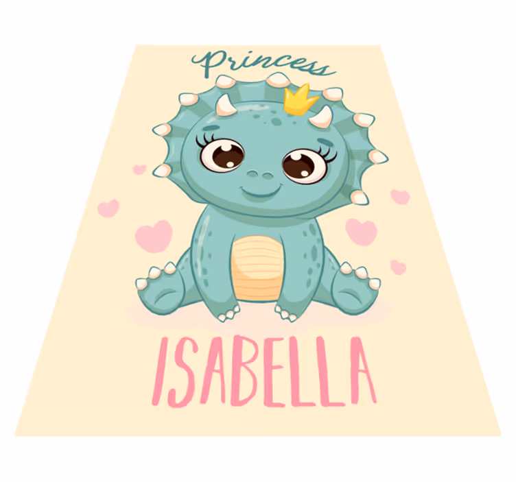 Dinosaur princess with name vinyl rug - TenStickers