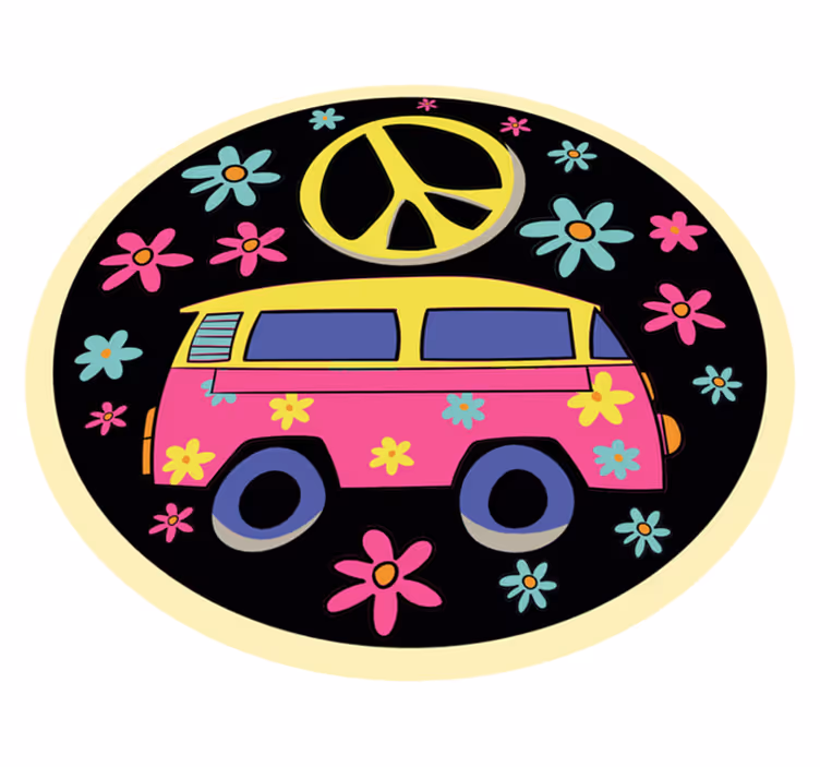 Flower Power Van vinyl rug - TenStickers
