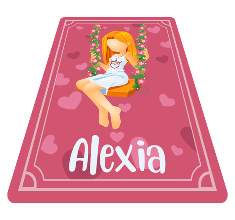 Grass swing with name teenage bedroom vinyl rug - TenStickers
