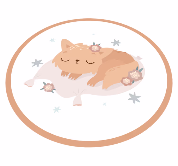 Cat sleeping bedroom vinyl rug - TenStickers