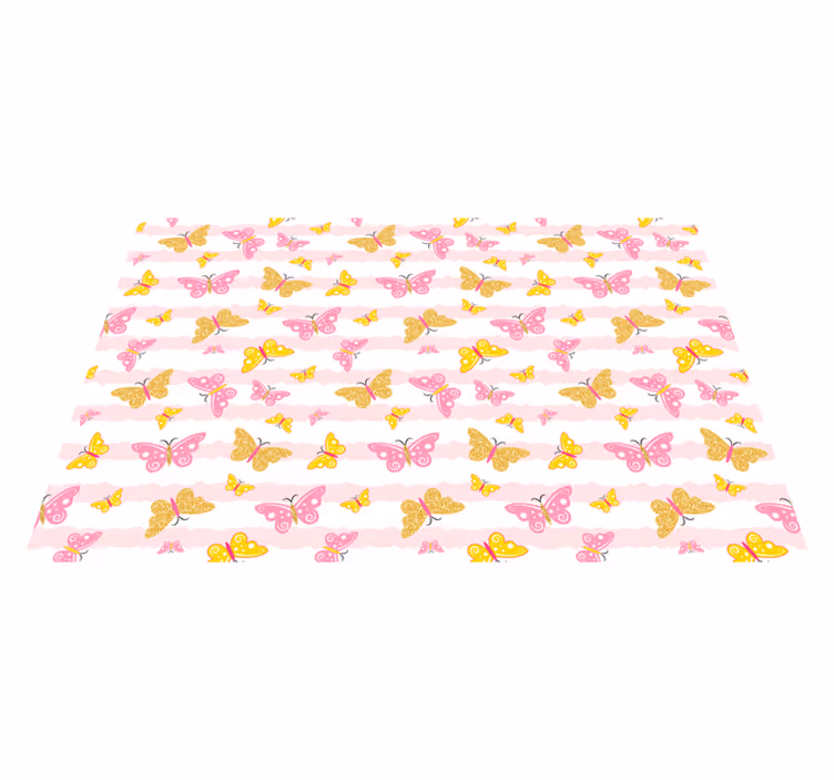 Pink and yellow butterflies vinyl rug - TenStickers