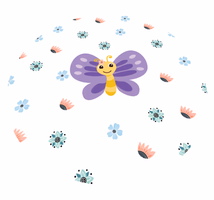 Purple butterfly design kids vinyl rug - TenStickers