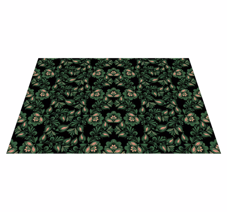 Botanical Greenery Motif vinyl rug flowers - TenStickers