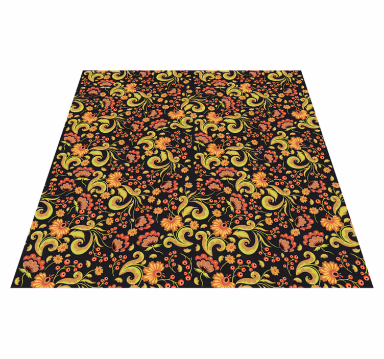 Botanical Twirl Motif vinyl rug flowers - TenStickers