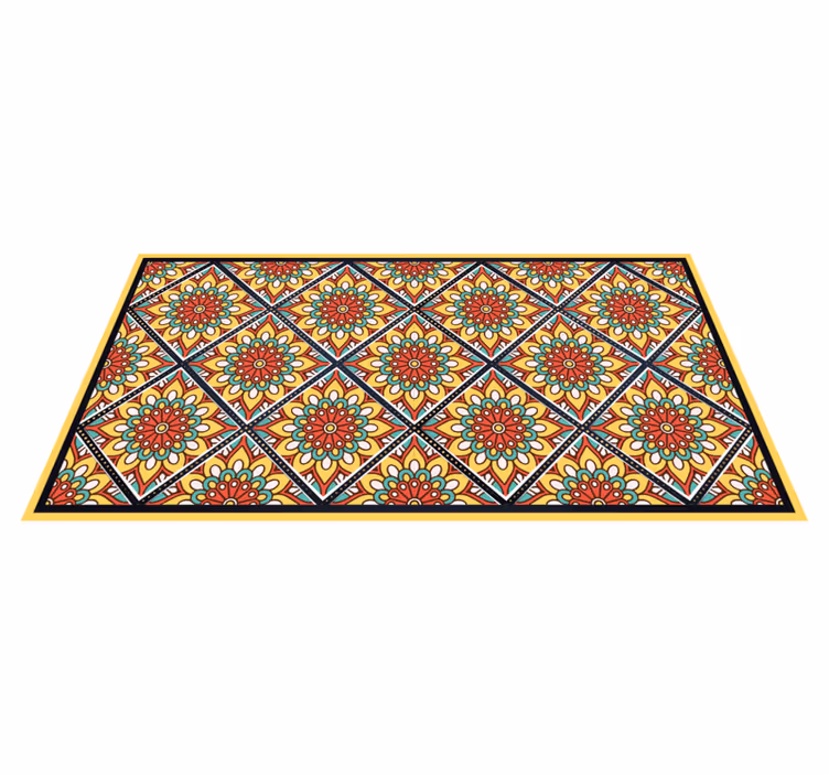 Colorful Geometric Motifs tile vinyl rug - TenStickers