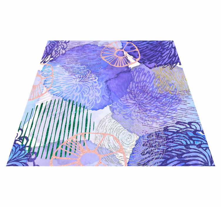 Floral Swirl Patterns vinyl rug bathroom - TenStickers