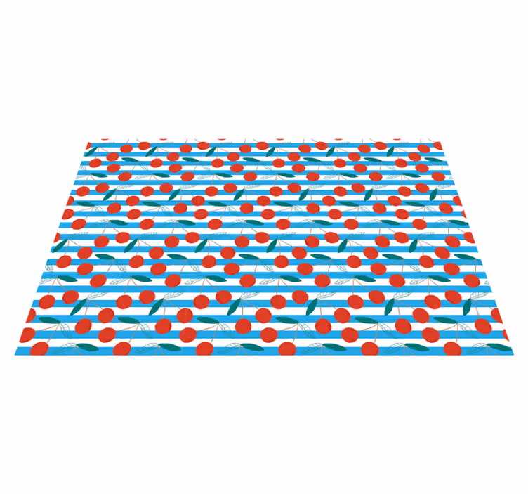 Cherry pattern with blue stripe floor mat - TenStickers