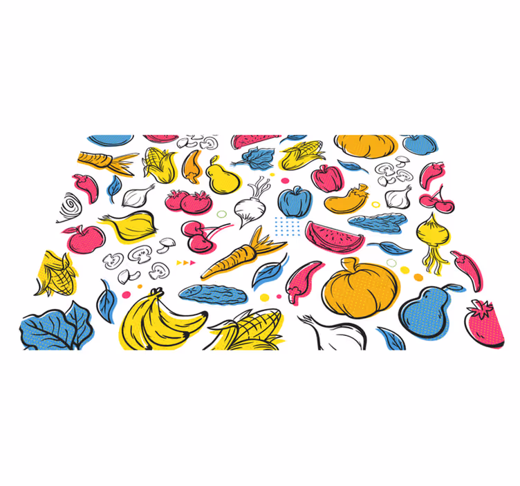 Vibrant fruit illustration kitchen vinyl rug - TenStickers