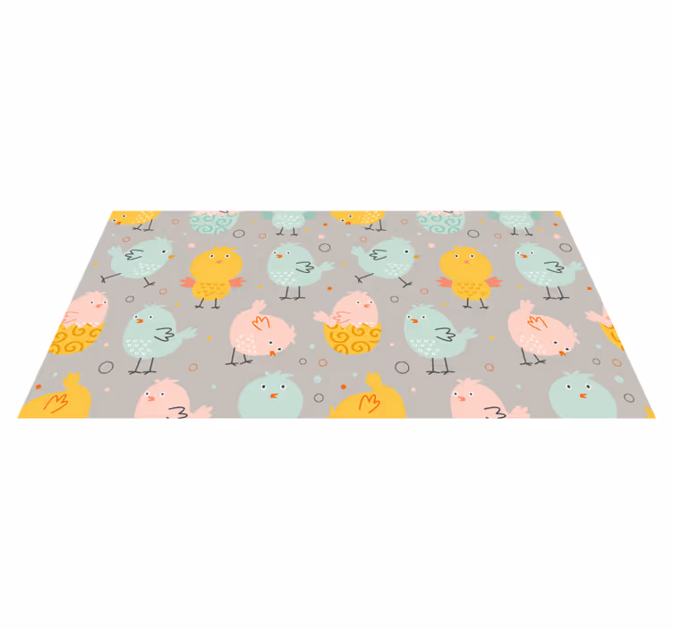 Colorful Bird Characters kids vinyl rug - TenStickers