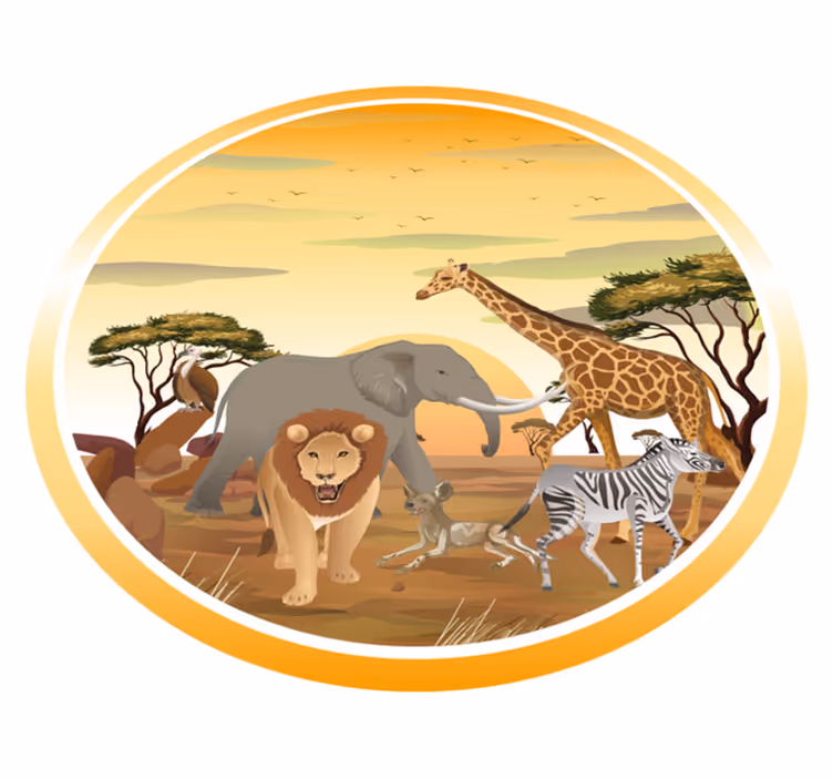 Safari creature expedition animal vinyl rug - TenStickers