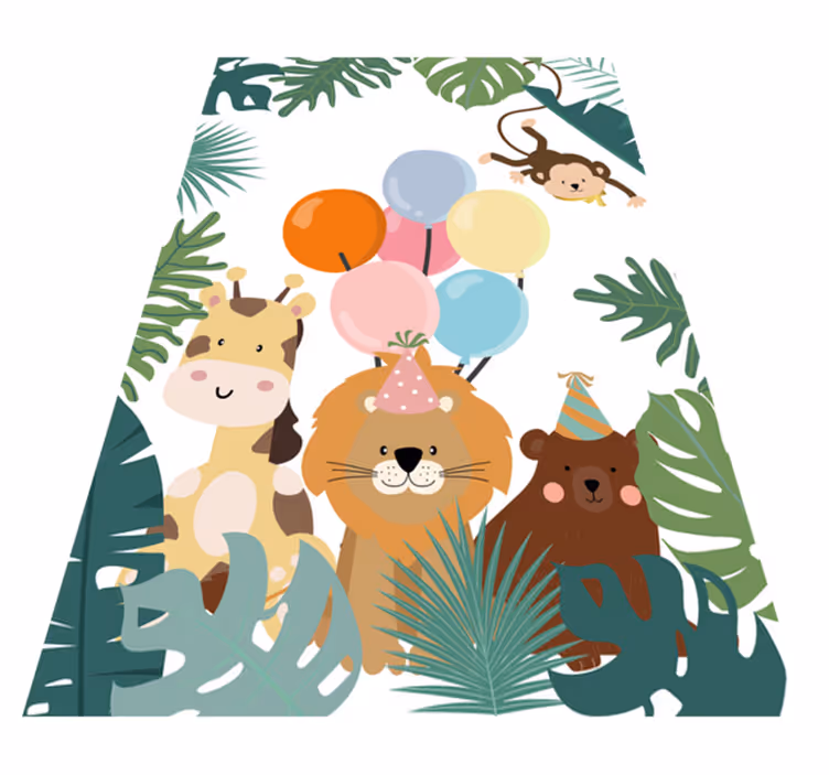 Safari Animal Celebration kids vinyl rug - TenStickers