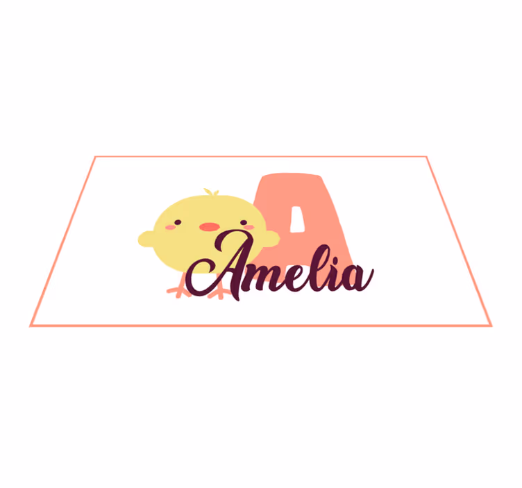 Chick with name and initial nursery vinyl rug - TenStickers
