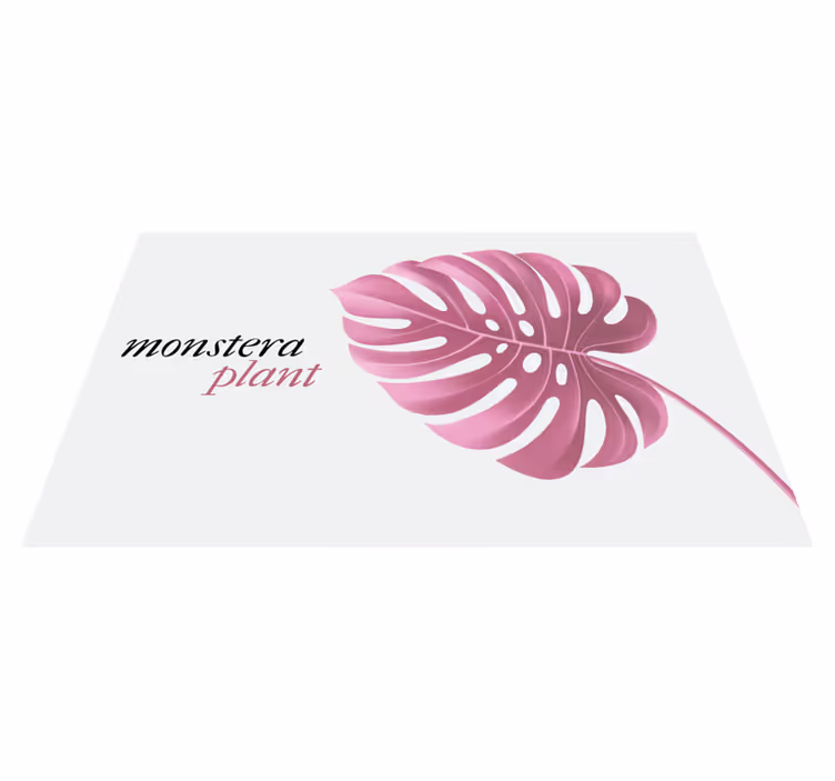 Pink monstera plant vinyl rug flowers - TenStickers