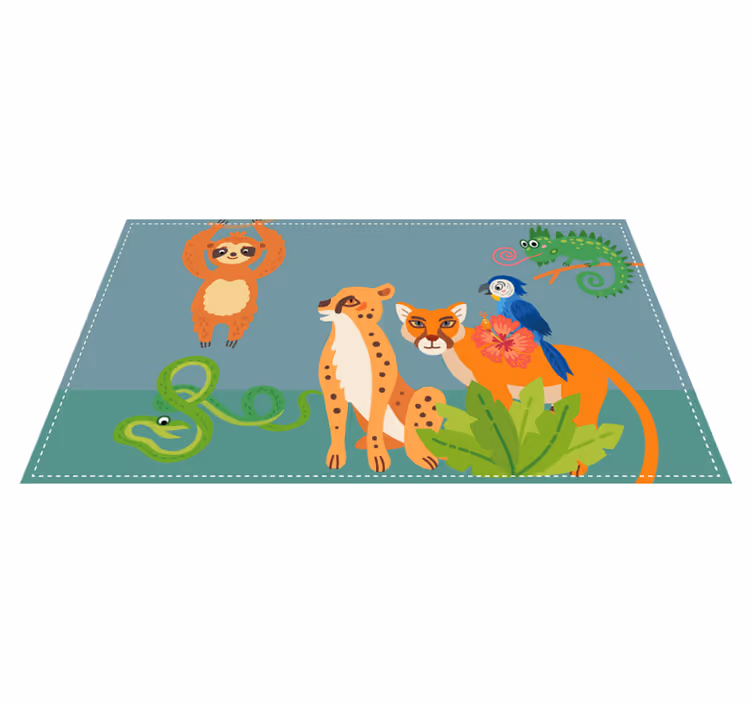 Safari creature play area animal vinyl rug - TenStickers