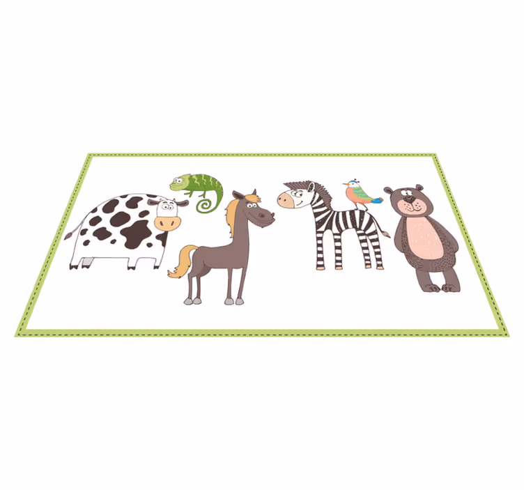 Cute animals drawing animal rug - TenStickers