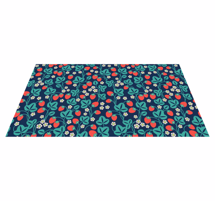 Strawberry Floral Inspiration vinyl rug flowers - TenStickers