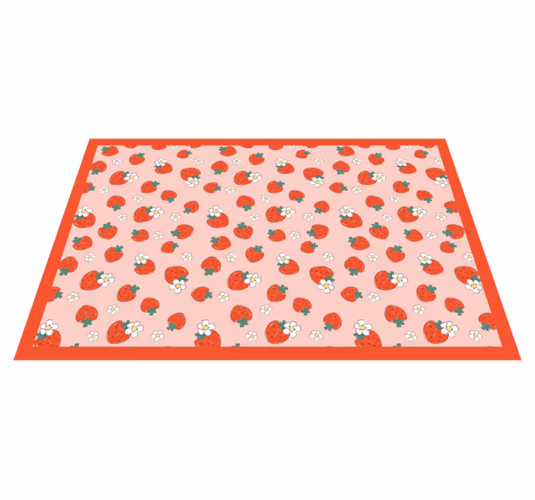 Strawberry Floral Pattern vinyl rug flowers - TenStickers