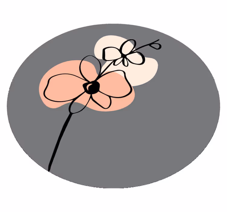 Minimalist stylish grey design vinyl rug flowers - TenStickers